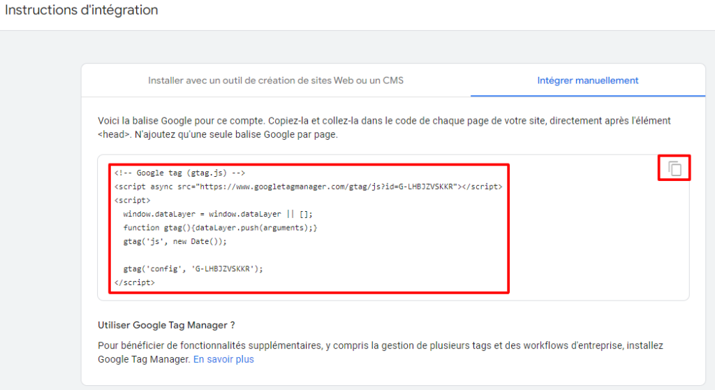 Balise globale du site (installer Google Analytics 4)