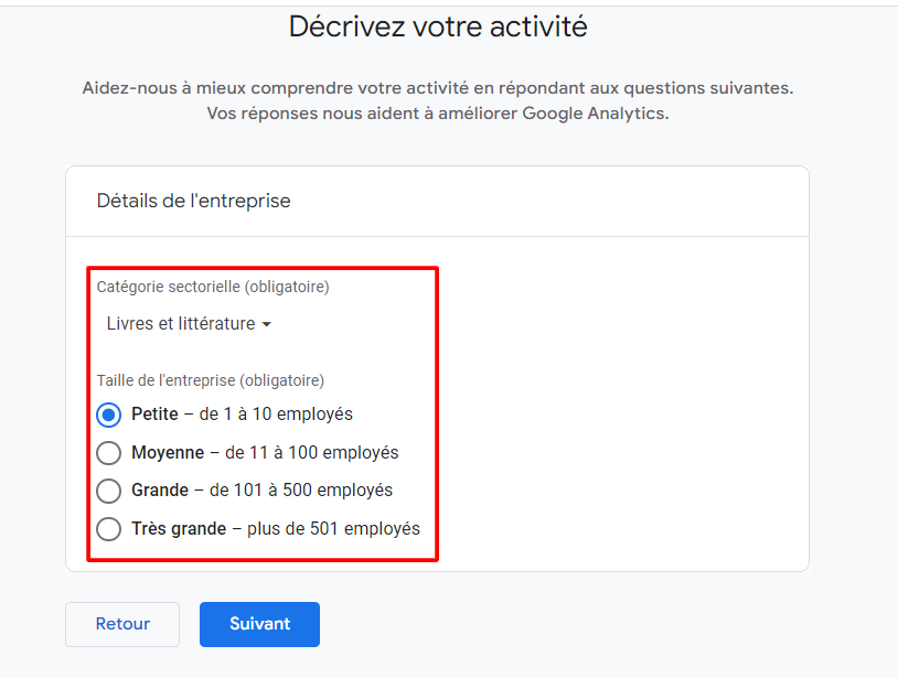 Décrivez votre activité pour un meilleur ciblage