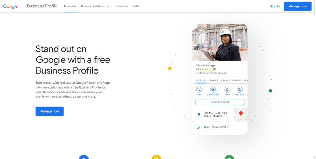 Google My Business landing page